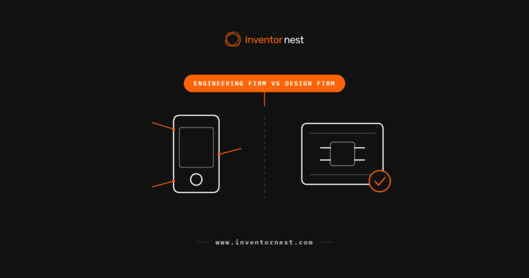 Line diagram contrasting a compact handheld device with a larger screened device, representing engineering versus design output