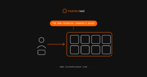 Line diagram of a founder handing a hardware project to a grid of specialist roles, representing the non-technical founder's guide to getting a hardware product built