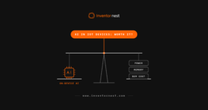 Flowchart comparing a simple sensor-and-rule approach against on-device and cloud AI for a connected product.